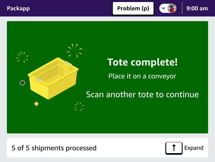 PackApp scan tote step 2